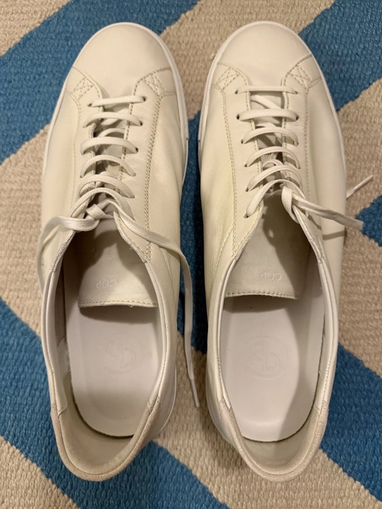 Cqp Racquet Sneakers White Leather Unlined / Size Eu 45 Or Us 11 / Light Wear